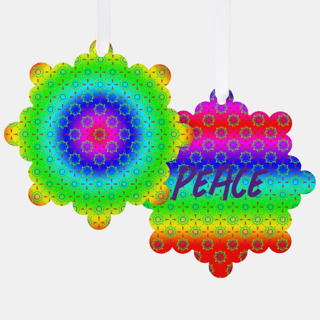 Adorno De Papel Navidades Hippie Paz Añadir tu texto (Anverso/Reverso)