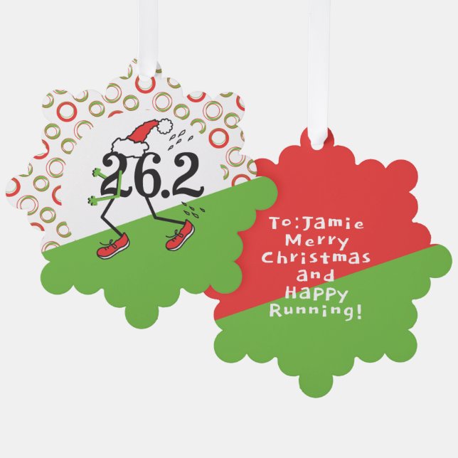 Adorno De Papel Navidades Holiday Marathon Funny Runner (Anverso/Reverso)