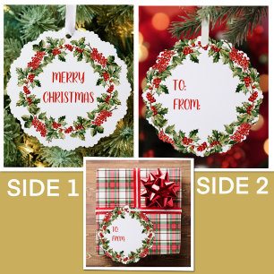 Adorno De Papel Navidades Holly Leaves & Berries Feliz Navidad