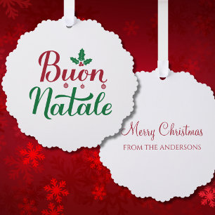 Adorno De Papel Navidades italianos rojos y verdes de Buon Natale