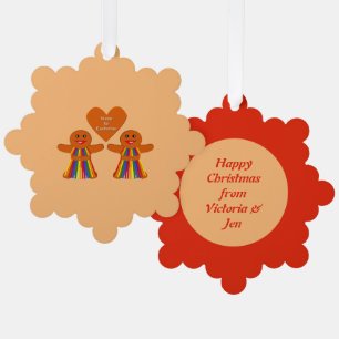 Adorno De Papel Navidades lesbianas Gingerbread Damas Personalizad