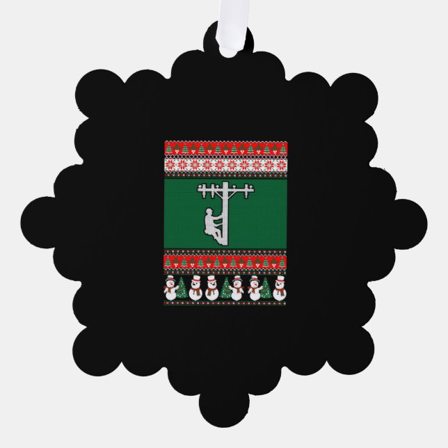 Adorno De Papel Navidades Lineman Ugly Sweater (Anverso)