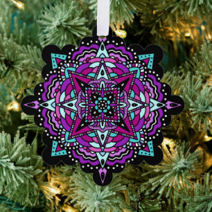 Adorno De Papel Navidades morados y Verde azulados de Mandala