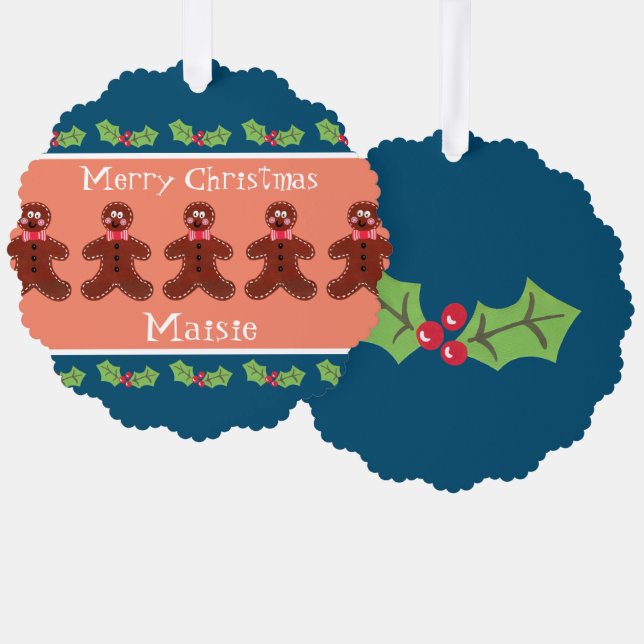 Adorno De Papel Navidades personalizados con pan de jengibre (Anverso/Reverso)