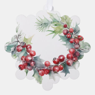 Adorno De Papel Navidades personalizados de Wreath de vacaciones a