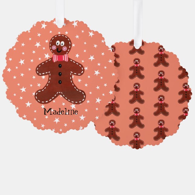 Adorno De Papel Navidades personalizados Gingerbread Man (Anverso/Reverso)