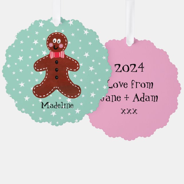 Adorno De Papel Navidades personalizados Gingerbread Man (Anverso/Reverso)