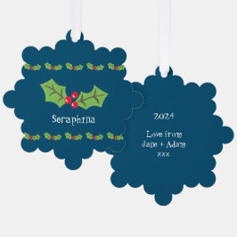 Adorno De Papel Navidades personalizados Holly & Berries