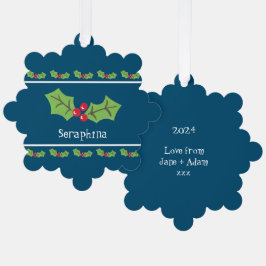 Adorno De Papel Navidades personalizados Holly & Berries