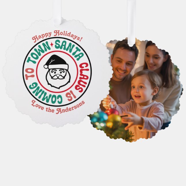 Adorno De Papel Navidades personalizados retro - foto de Keepsake (Anverso/Reverso)