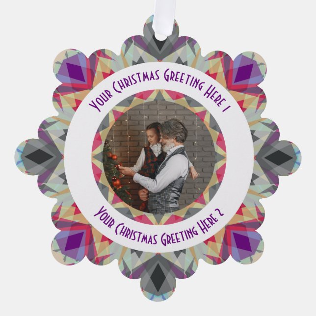 Adorno De Papel Navidades personalizados Star Modern Grey Photo Gr (Anverso)