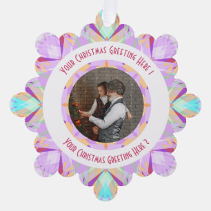 Adorno De Papel Navidades personalizados Star Winter Purple Photo