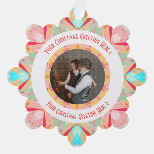 Adorno De Papel Navidades personalizados Star Winter Red Photo Gre