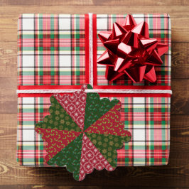 Adorno De Papel Navidades Quilt Style Holly Snowflakes