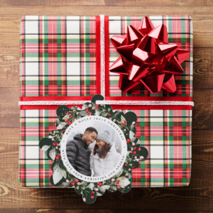 Adorno De Papel Navidades Red Berry Wreath Floral Photo Square