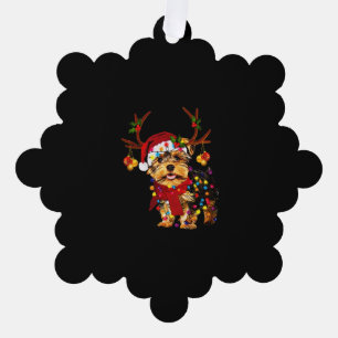 Adorno De Papel Navidades Reindeer Yorkie