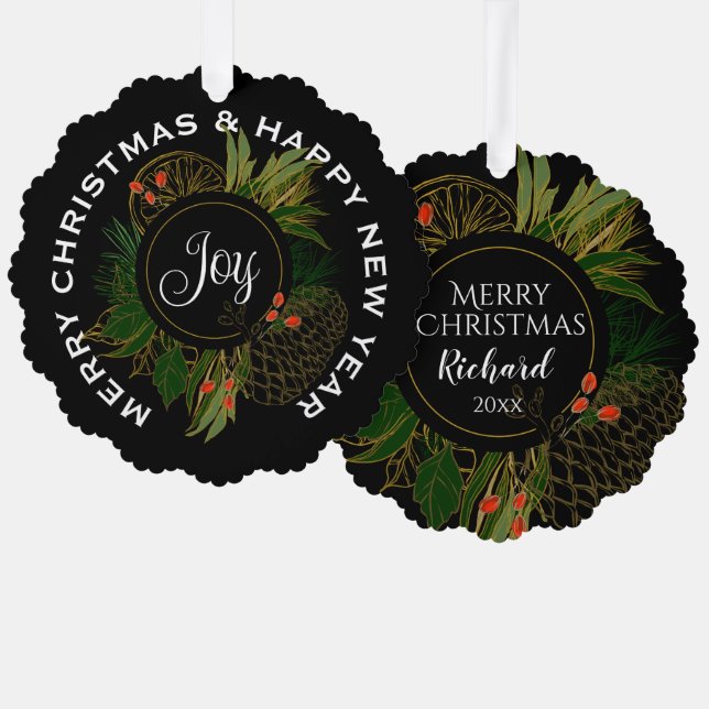 ADORNO DE PAPEL NAVIDADES ROJOS Y VERDES MODERNOS PERSONALIZADOS (Anverso/Reverso)