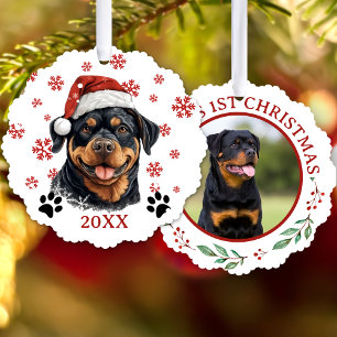 Adorno De Papel Navidades Rottweiler Dog Personalizado