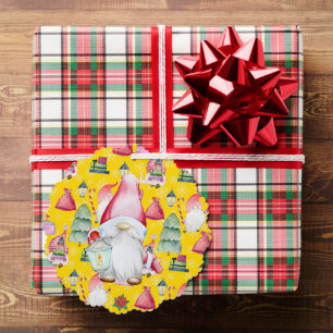 Adorno De Papel Navidades Santa Gnome Color amarillo Nombre Fecha 