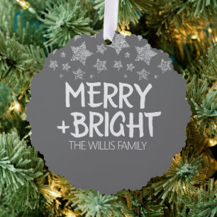 Adorno De Papel Navidades Sparkle Stars Merry bright Nombre de la 