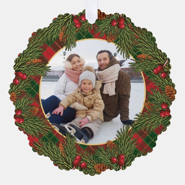 Adorno De Papel Navidades Tartán Tartán tradicional Wreath Photo (Anverso)