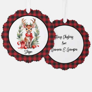 Adorno De Papel Navidades venados con bufanda roja