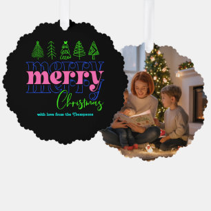 Adorno De Papel Neon Glow Gribbles Feliz Navidad Keepsake