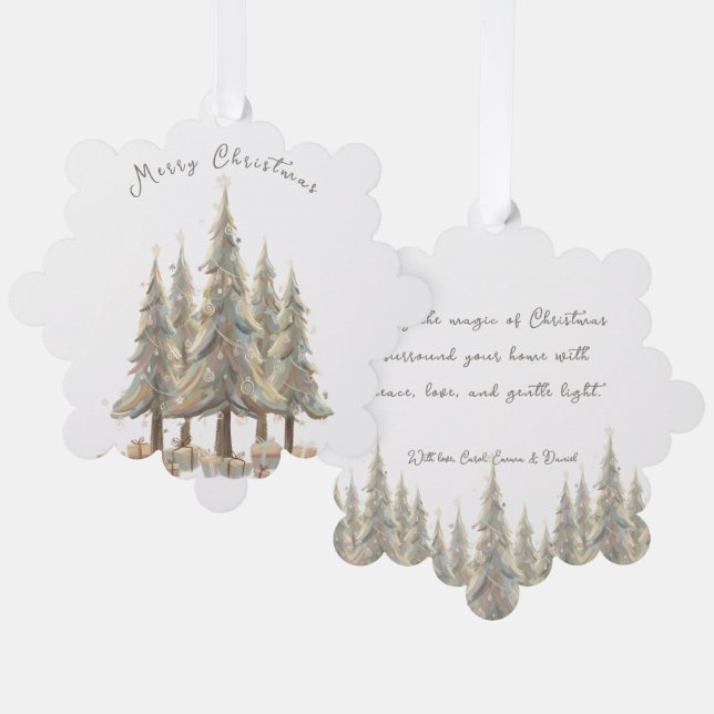 Adorno De Papel Neutral White Christmas Trees Cream Holiday (Anverso/Reverso)