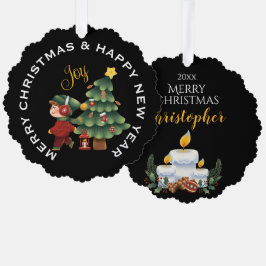 Adorno De Papel Niño con árbol de Navidad, PERSONALIZADO