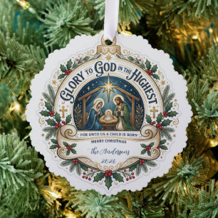 Adorno De Papel Nombre de familia religiosa Año Navidad Sagrada Fa