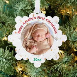 Adorno De Papel Nombre y año de la primera Navidad de Twinkle Baby