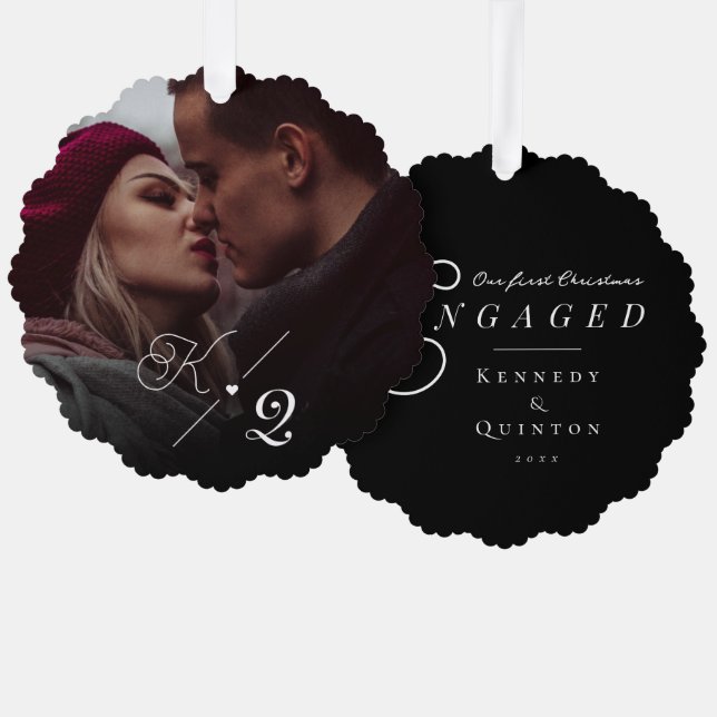 Adorno De Papel Nuestra primera foto mínima clásica de Navidad com (Anverso/Reverso)