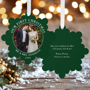 Adorno De Papel Nuestra primera pareja de navidad foto verde