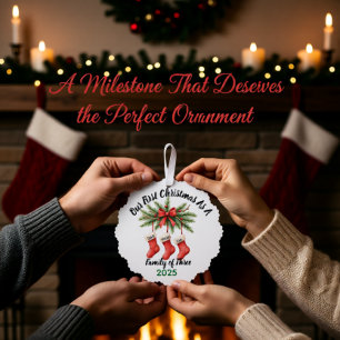 Adorno De Papel Nueva familia de 3 Primeras Navidades Keepsake 202