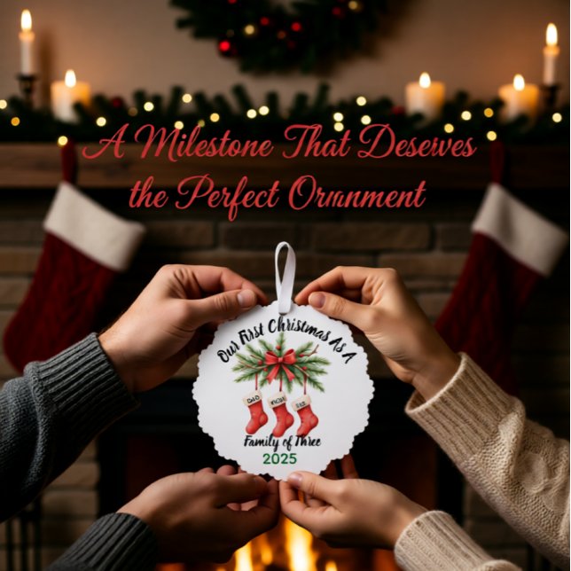 Adorno De Papel Nueva familia de 3 Primeras Navidades Keepsake 202 (Subido por el creador)