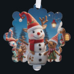 Adorno De Papel Ornamento de encuentro de Snowman en Winter Wonder<br><div class="desc">Pasar a una mágica escena de invierno con este adorno encantador. Con un animado muñeco de nieve rodeado de amigos festivos, este artículo captura perfectamente la alegría y el calor de la temporada de vacaciones. Decorado con detalles complejos y colores vivos, es una deliciosa adición a cualquier decoración festiva o...</div>