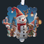 Adorno De Papel Ornamento de encuentro de Snowman en Winter Wonder<br><div class="desc">Pasar a una mágica escena de invierno con este adorno encantador. Con un animado muñeco de nieve rodeado de amigos festivos, este artículo captura perfectamente la alegría y el calor de la temporada de vacaciones. Decorado con detalles complejos y colores vivos, es una deliciosa adición a cualquier decoración festiva o...</div>