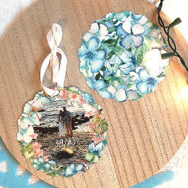 Adorno De Papel Ornamento navideño de Boda tropical conmemorativo