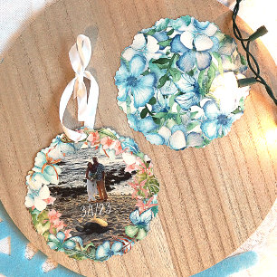 Adorno De Papel Ornamento navideño de Boda tropical conmemorativo