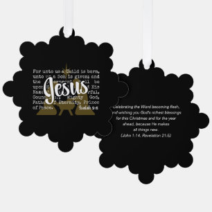 Adorno De Papel Oro Negro PARA NOSOTROS JESÚS Navidad