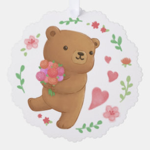 Adorno De Papel Oso de peluche con flores
