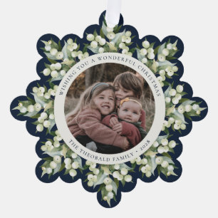 Adorno De Papel Papel de Navidad Dark Navy Snowberry+Greenery