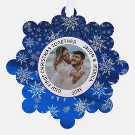 Adorno De Papel Pareja de Primeras Icy Blue Snowflakes