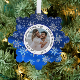 Adorno De Papel Pareja de Primeras Icy Blue Snowflakes