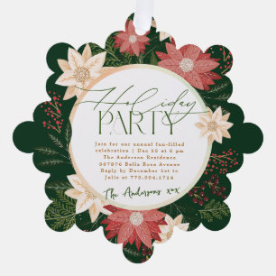 Adorno De Papel Partido del Día Verde Poinsettia Wreath Botánico