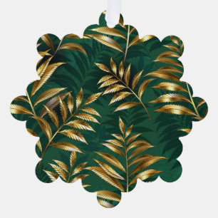 Adorno De Papel Patrón continuo con helechos dorados