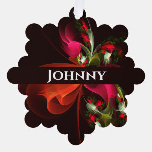 Adorno De Papel Patrón de arte abstracto rojo verde floral moderno