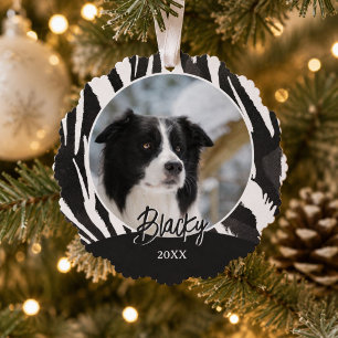 Adorno De Papel Patrón de Pelo de Border Collie Foto Navidad