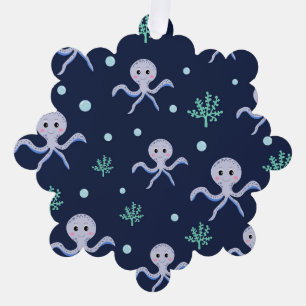 Adorno De Papel Patrón de pulpo bajo el mar