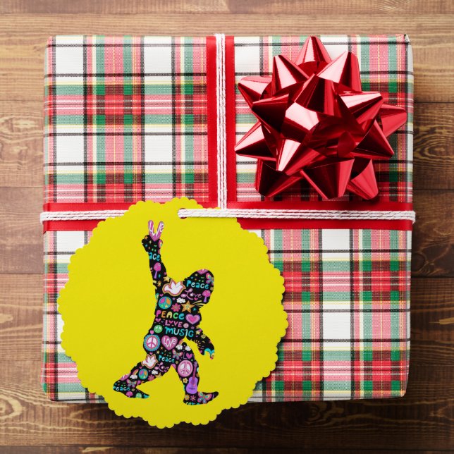 Adorno De Papel Peace Love Bigfoot Hippie Funny Bigfoot Lover (Insitu (Regalo))